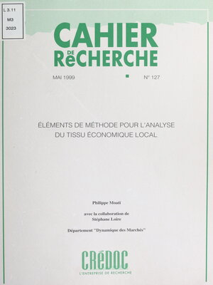 cover image of Éléments de méthode pour l'analyse du tissu économique local